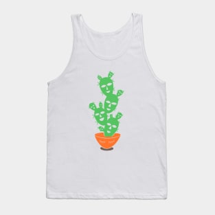 Cactus Tree Bowl Human Faces Tank Top